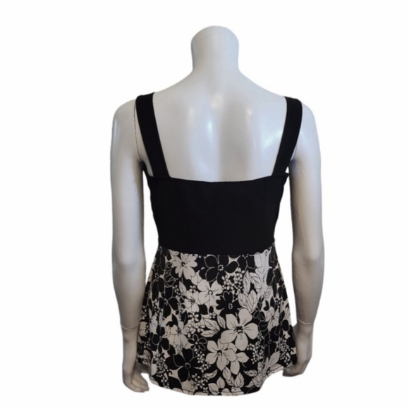 GIDANI peplum sleeveless  top, black/white tank top, flowers, size M - Picture 3 of 8